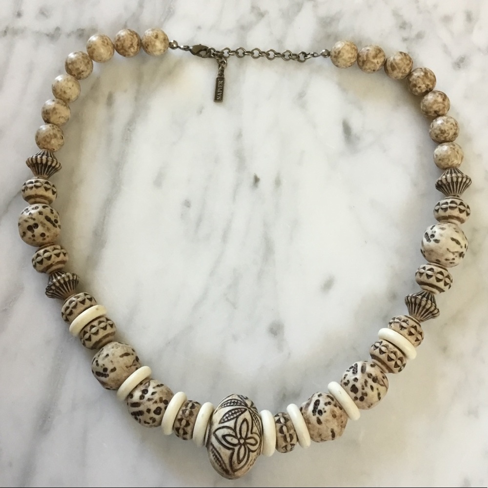 Napier Carved Bead Necklace